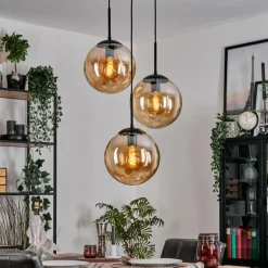 Gastor Suspension, Boule lumineuse Ambre, 3 lumières