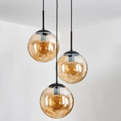 Gastor Suspension, Boule lumineuse Ambre, 3 lumières