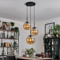 Gastor Suspension, Boule lumineuse Ambre, 3 lumières