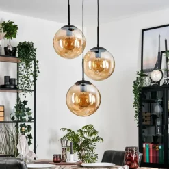 Gastor Suspension, Boule lumineuse Ambre, 3 lumières