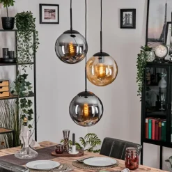 Gastor Suspension, Boule lumineuse Ambre, Fumé, 3 lumières