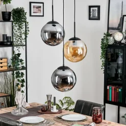 Gastor Suspension, Boule lumineuse Ambre, Fumé, 3 lumières
