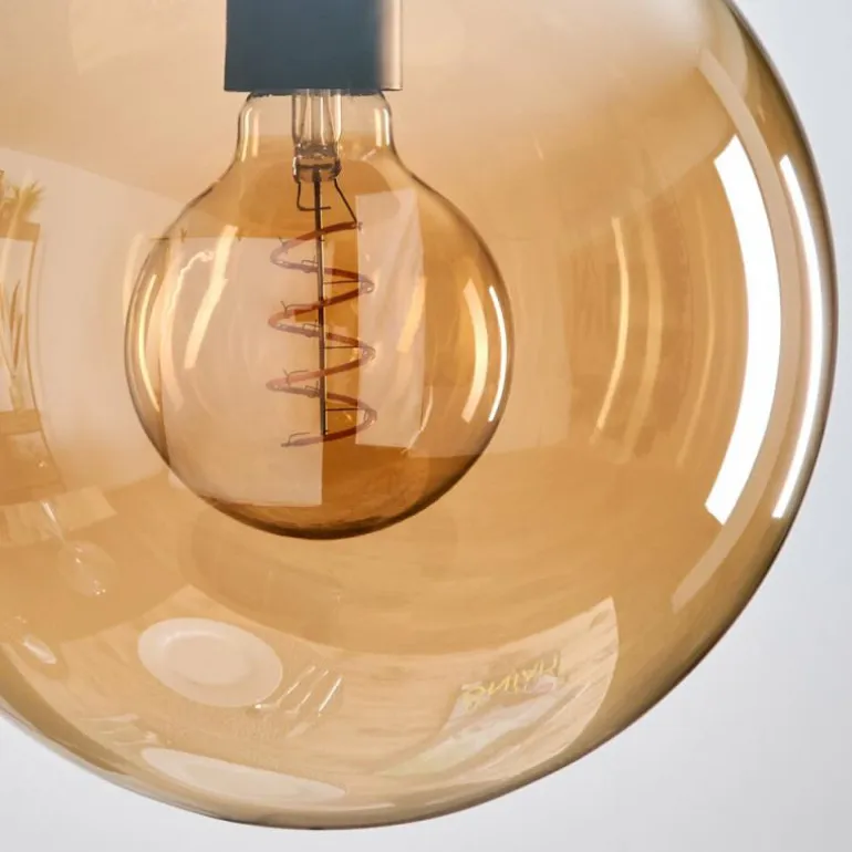 Gastor Suspension, Boule lumineuse Ambre, Fumé, 3 lumières