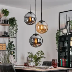 Gastor Suspension, Boule lumineuse Ambre, Fumé, 3 lumières
