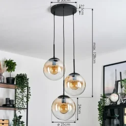 Gastor Suspension, Boule lumineuse Ambre, Clair, 3 lumières