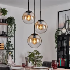 Gastor Suspension, Boule lumineuse Ambre, Clair, 3 lumières
