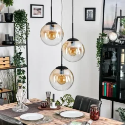 Gastor Suspension, Boule lumineuse Ambre, Clair, 3 lumières