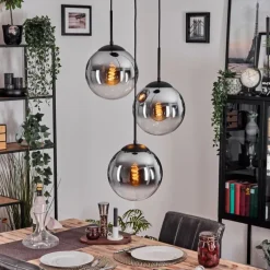 Gastor Suspension, Boule lumineuse Chrome, Clair, Fumé, 3 lumières