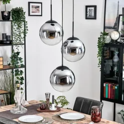 Gastor Suspension, Boule lumineuse Chrome, Clair, Fumé, 3 lumières