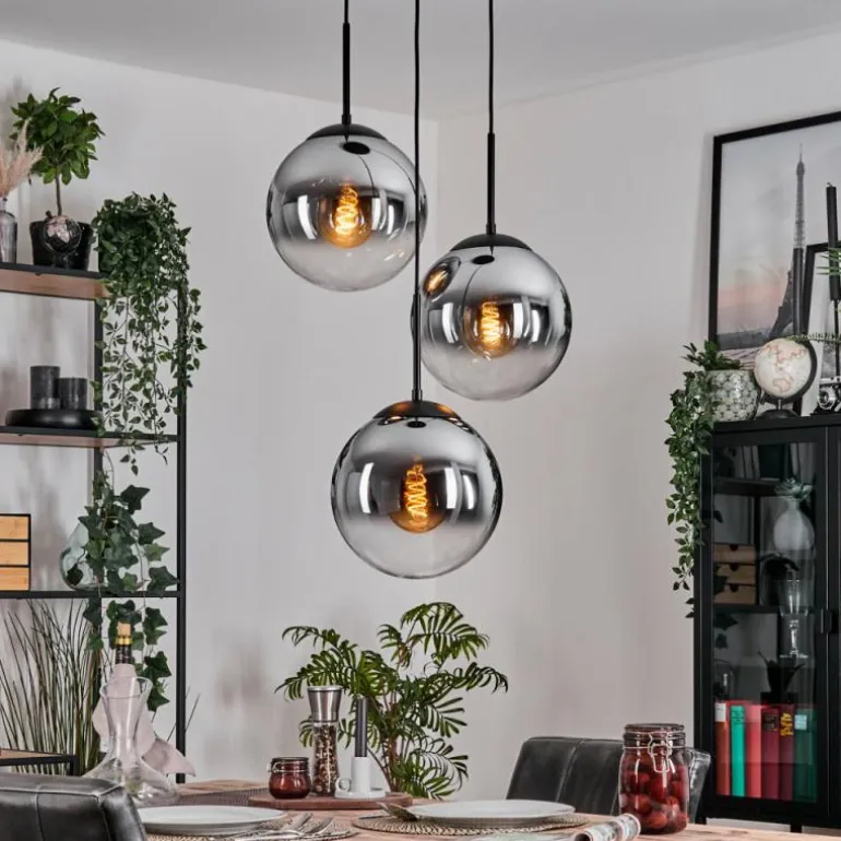 Gastor Suspension, Boule lumineuse Chrome, Clair, Fumé, 3 lumières