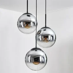 Gastor Suspension, Boule lumineuse Chrome, Clair, Fumé, 3 lumières