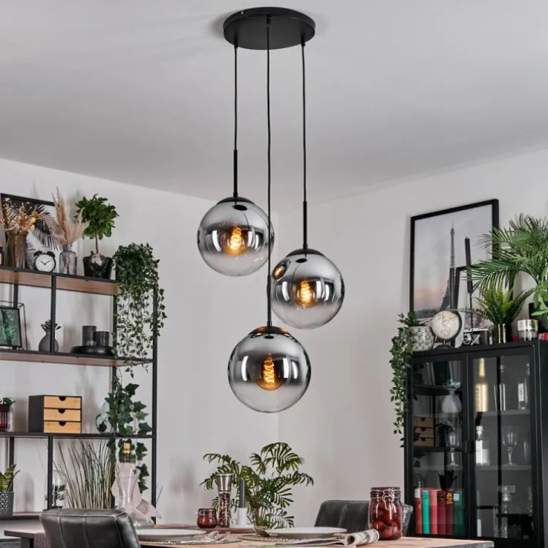 Gastor Suspension, Boule lumineuse Chrome, Clair, Fumé, 3 lumières