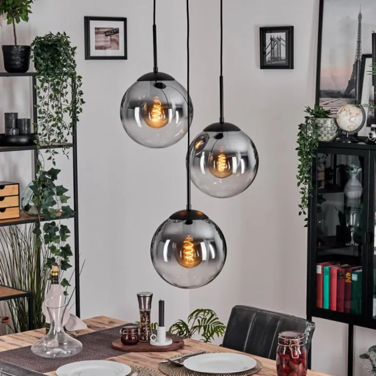 Gastor Suspension, Boule lumineuse Clair, Fumé, 3 lumières
