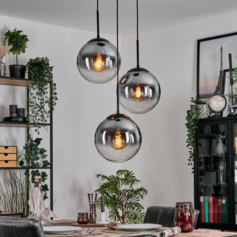 Gastor Suspension, Boule lumineuse Clair, Fumé, 3 lumières