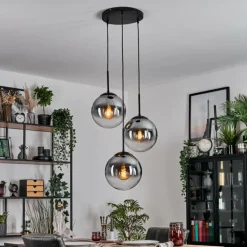 Gastor Suspension, Boule lumineuse Clair, Fumé, 3 lumières