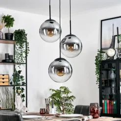 Gastor Suspension, Boule lumineuse Clair, Fumé, 3 lumières
