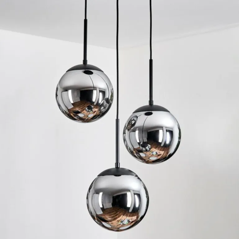 Gastor Suspension, Boule lumineuse Chrome, Fumé, 3 lumières
