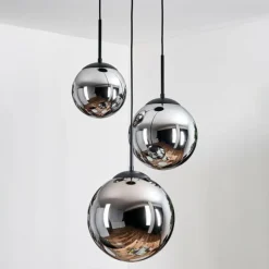 Gastor Suspension, Boule lumineuse Chrome, Fumé, 3 lumières