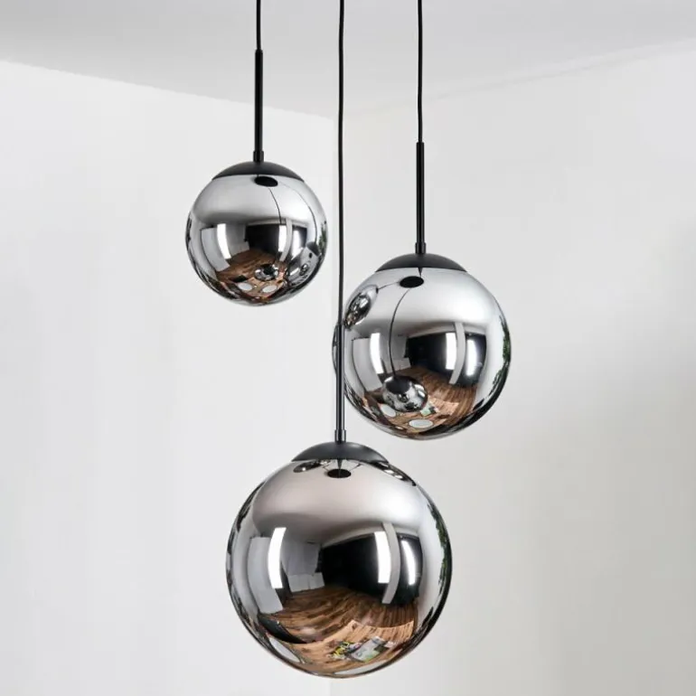 Gastor Suspension, Boule lumineuse Chrome, Fumé, 3 lumières