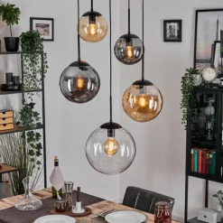 Gastor Suspension, Boule lumineuse 45 cm Noir, 5 lumières