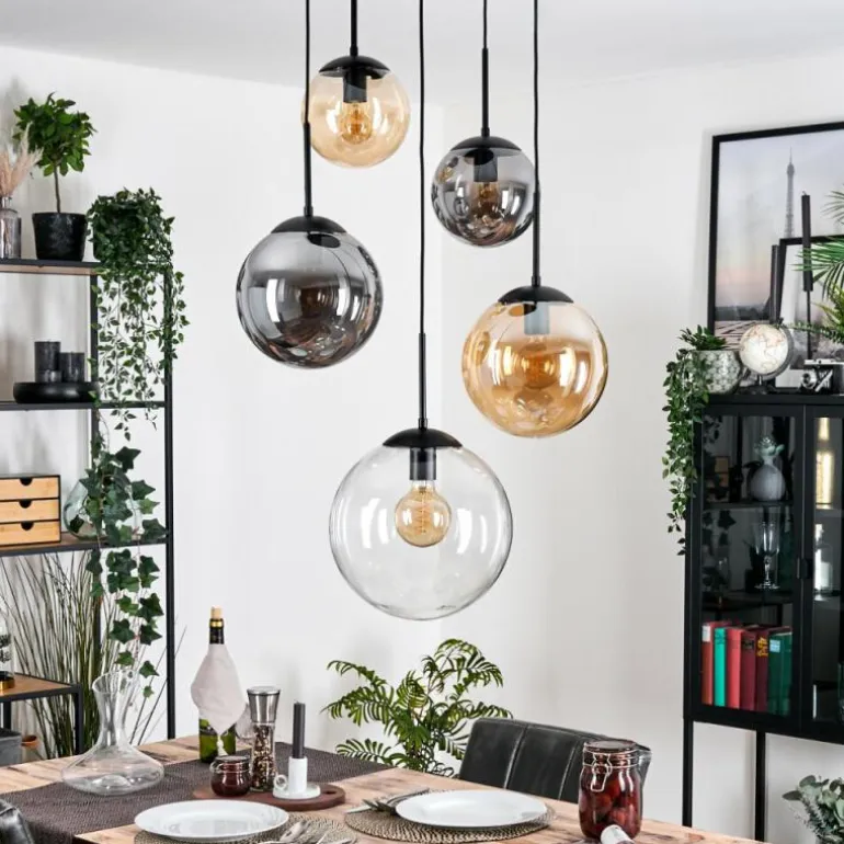 Gastor Suspension, Boule lumineuse 45 cm Noir, 5 lumières