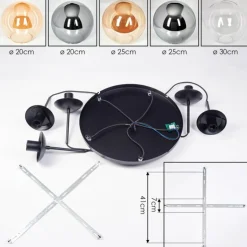 Gastor Suspension, Boule lumineuse 45 cm Noir, 5 lumières