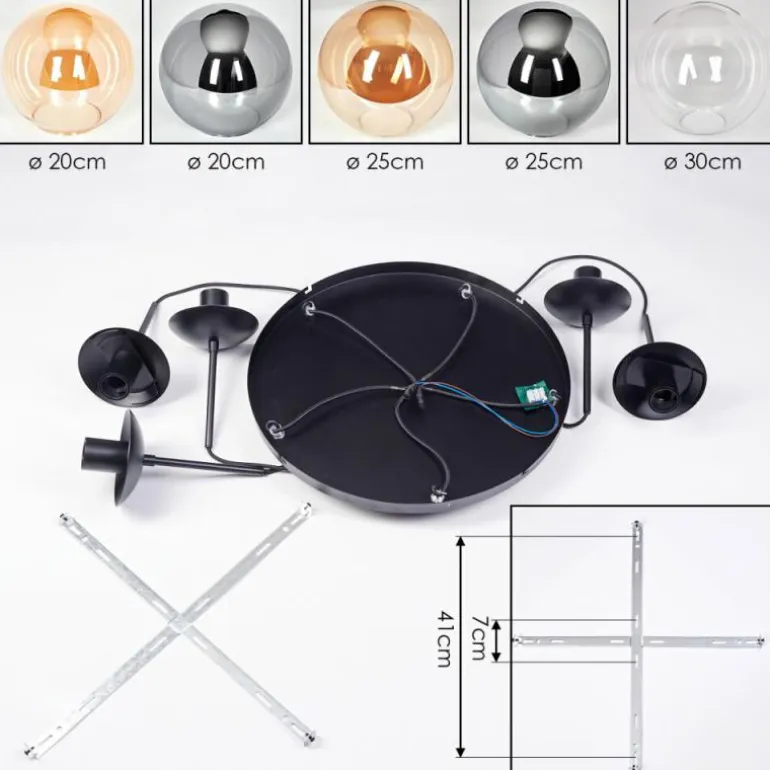 Gastor Suspension, Boule lumineuse 45 cm Noir, 5 lumières