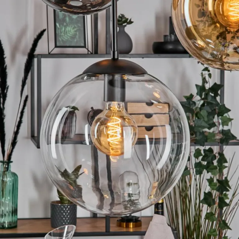 Gastor Suspension, Boule lumineuse 45 cm Noir, 5 lumières