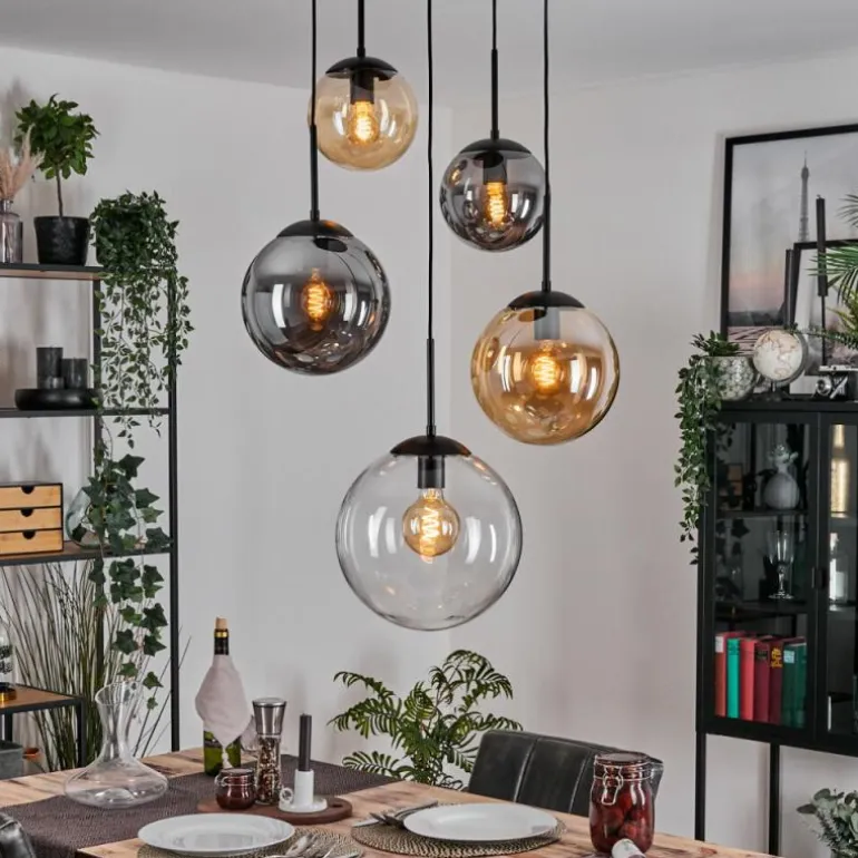 Gastor Suspension, Boule lumineuse 45 cm Noir, 5 lumières