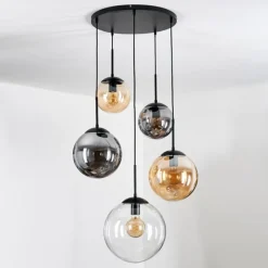 Gastor Suspension, Boule lumineuse 45 cm Noir, 5 lumières