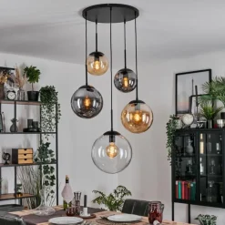 Gastor Suspension, Boule lumineuse 45 cm Noir, 5 lumières