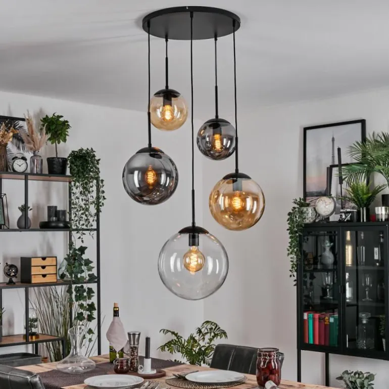 Gastor Suspension, Boule lumineuse 45 cm Noir, 5 lumières