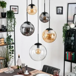 Gastor Suspension, Boule lumineuse 45 cm Noir, 5 lumières