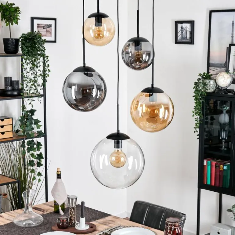 Gastor Suspension, Boule lumineuse 45 cm Noir, 5 lumières