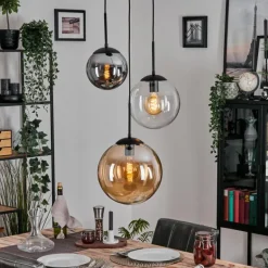 Gastor Suspension, Boule lumineuse 30 cm Ambre, Clair, Fumé, 3 lumières