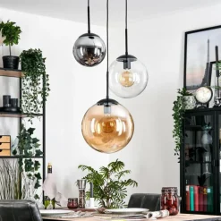 Gastor Suspension, Boule lumineuse 30 cm Ambre, Clair, Fumé, 3 lumières