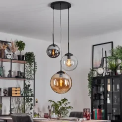 Gastor Suspension, Boule lumineuse 30 cm Ambre, Clair, Fumé, 3 lumières