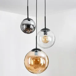 Gastor Suspension, Boule lumineuse 30 cm Ambre, Clair, Fumé, 3 lumières