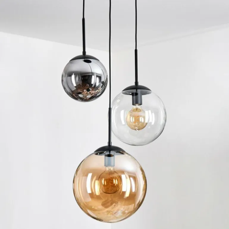 Gastor Suspension, Boule lumineuse 30 cm Ambre, Clair, Fumé, 3 lumières