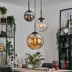 Gastor Suspension, Boule lumineuse 30 cm Ambre, Clair, Fumé, 3 lumières
