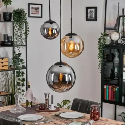 Gastor Suspension, Boule lumineuse 30 cm Ambre, Fumé, 3 lumières