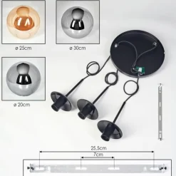 Gastor Suspension, Boule lumineuse 30 cm Ambre, Fumé, 3 lumières