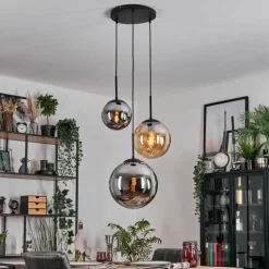 Gastor Suspension, Boule lumineuse 30 cm Ambre, Fumé, 3 lumières