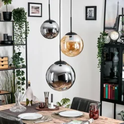 Gastor Suspension, Boule lumineuse 30 cm Ambre, Fumé, 3 lumières