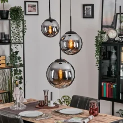 Gastor Suspension, Boule lumineuse 30 cm Fumé, 3 lumières