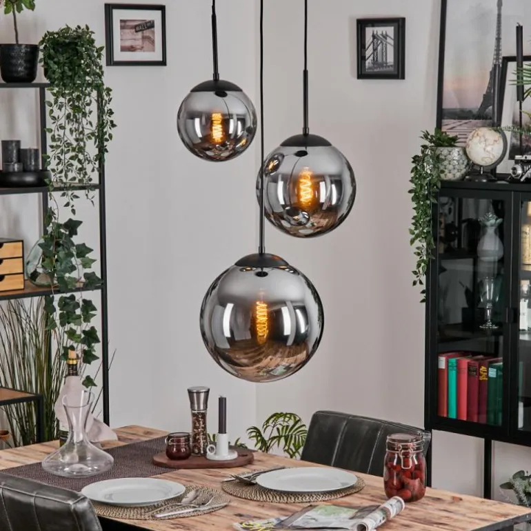 Gastor Suspension, Boule lumineuse 30 cm Fumé, 3 lumières