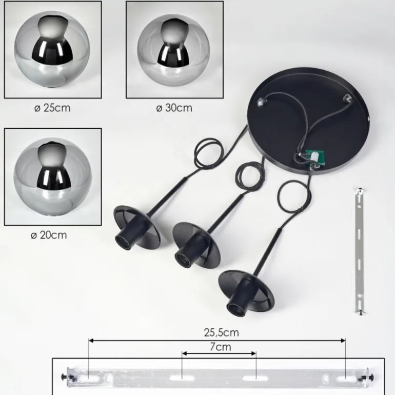 Gastor Suspension, Boule lumineuse 30 cm Fumé, 3 lumières