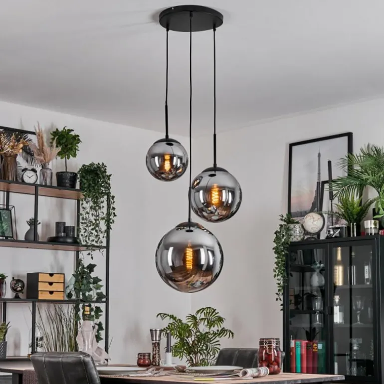 Gastor Suspension, Boule lumineuse 30 cm Fumé, 3 lumières