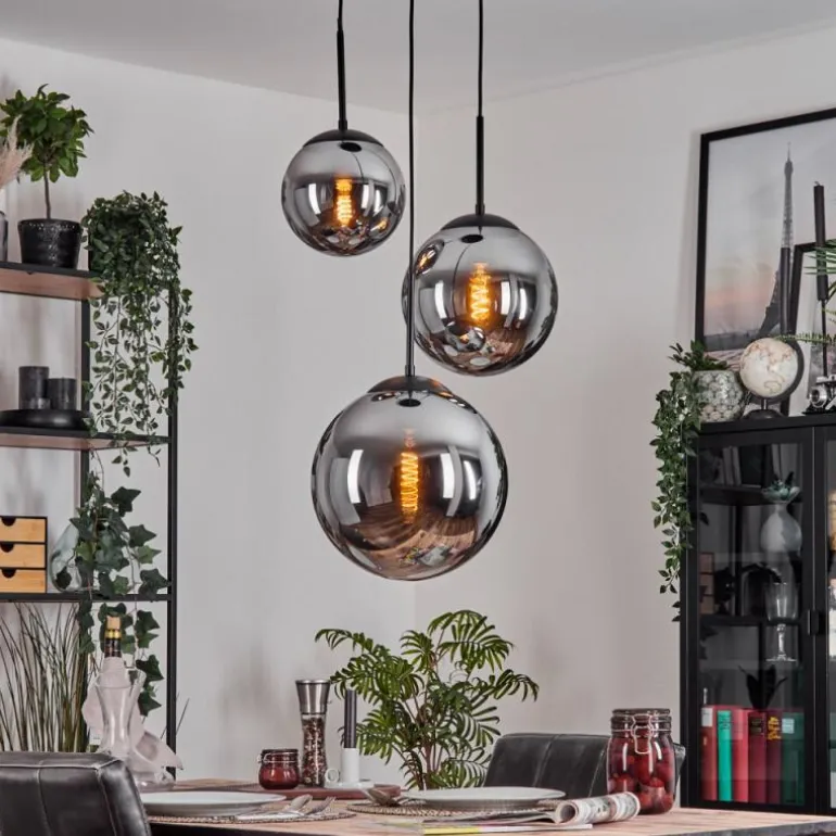 Gastor Suspension, Boule lumineuse 30 cm Fumé, 3 lumières