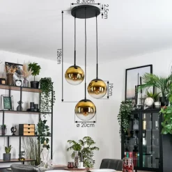 Gastor Suspension, Boule lumineuse 30 cm Or, Clair, 3 lumières